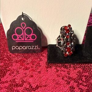 Paparazzi Red and Black Gem Ring